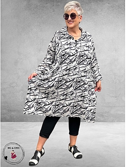 AKH Blouse/Jurk  Kreidstreep  Zwart/Wit